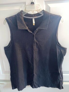 White Stag Sleeveless Black Polo Top - Classic Women's Sleeveless Polo